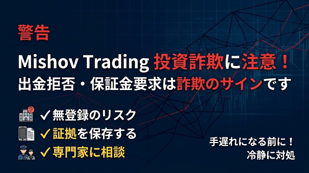 【警告】Mishov Tradingで出金拒否?追加の保証金要求は詐欺のサインです