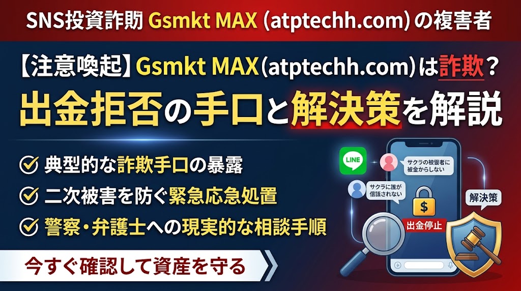 【注意喚起】Gsmkt MAX(atptechh.com)は詐欺?出金拒否の手口と解決策