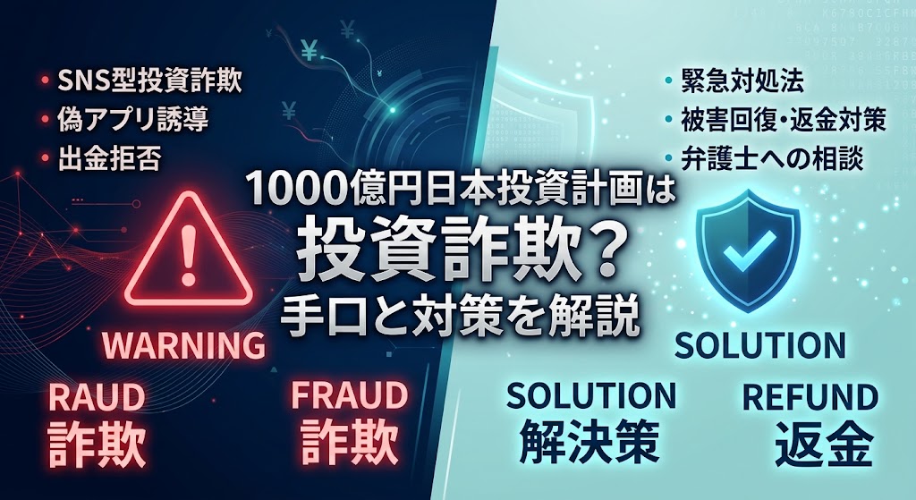 1000億円日本投資計画は投資詐欺？SNS広告・偽アプリの手口と返金・対処法を解説