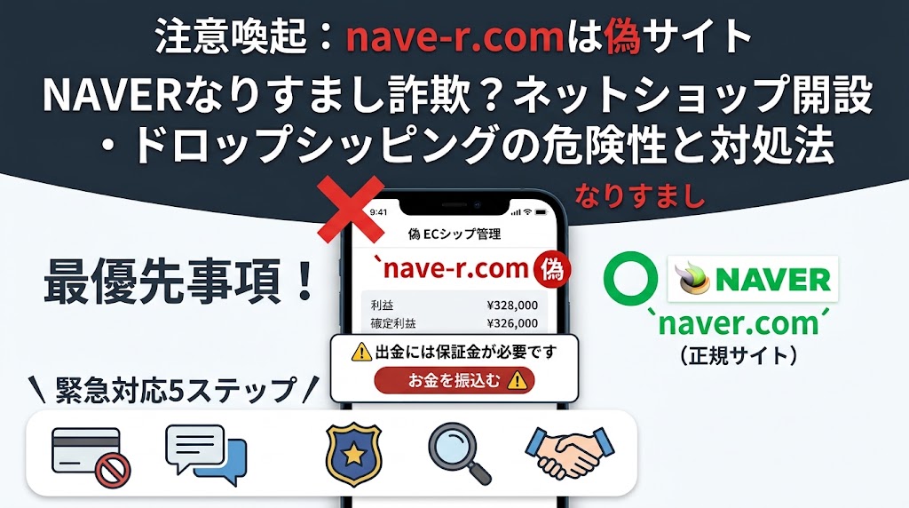 nave-r.comは安全？NAVERなりすましネットショップ開設・ドロップシッピングの危険性と対処法