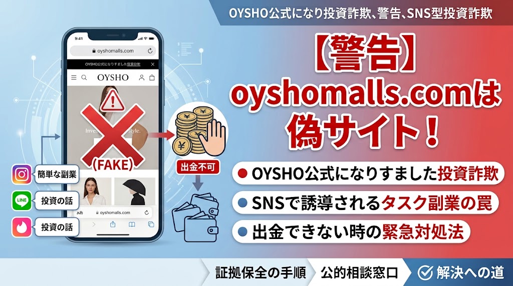 【注意喚起】oyshomalls.comはOYSHO公式ではありません。出金できないタスク副業のリスクと対処法
