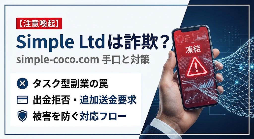 【注意喚起】Simple Ltd(simple-coco.com)は怪しい?タスク副業の手口と出金拒否への対応策